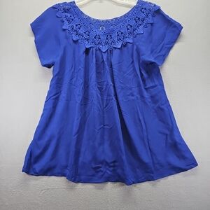Hot & Delicious Blue Lace Top Size L